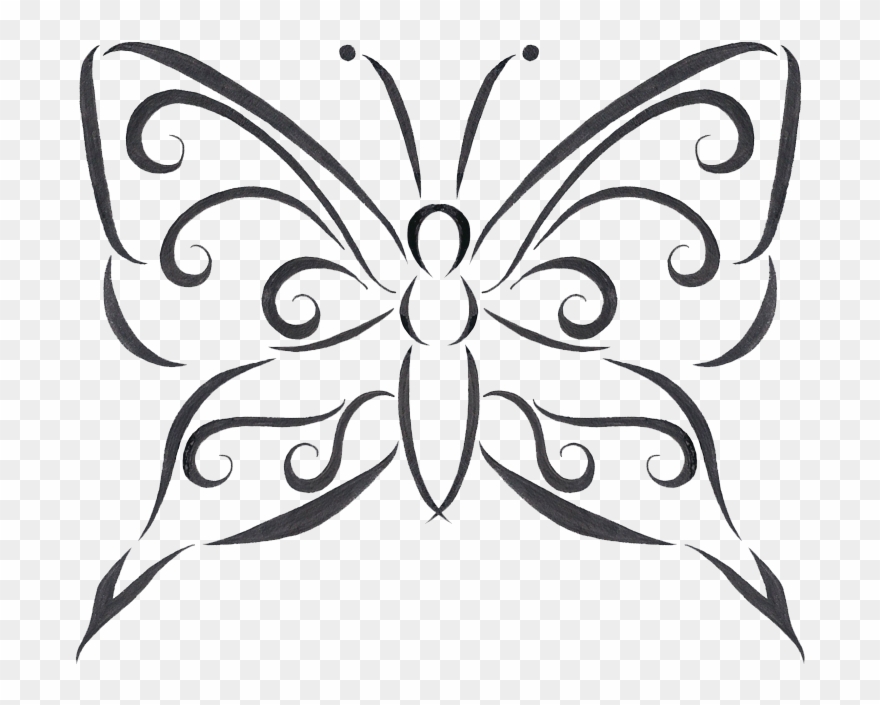 Butterfly - Butterfly Design Drawing With Lines Clipart