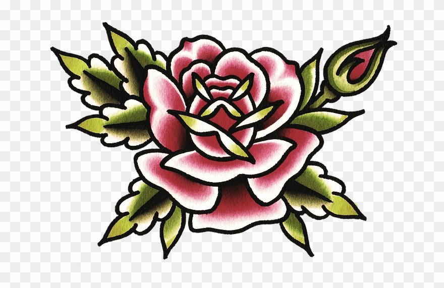 Los Angeles Clipart Rose - Transparent Background Rose Tattoo Png