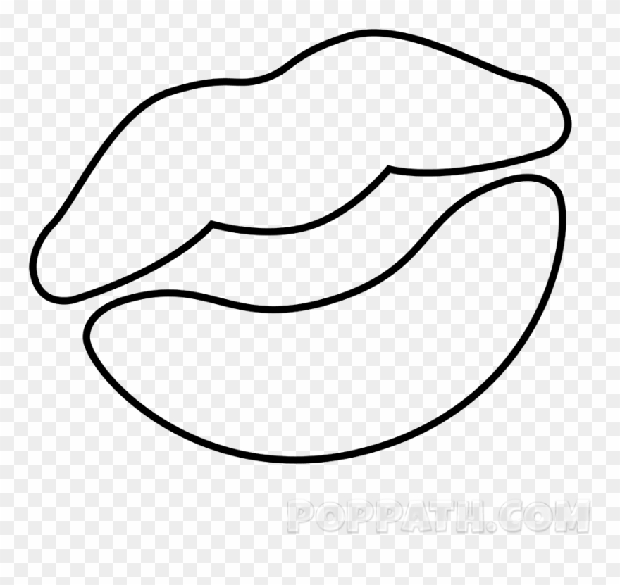 Pin Lips Outline Clipart Black And White - Drawing - Png Download