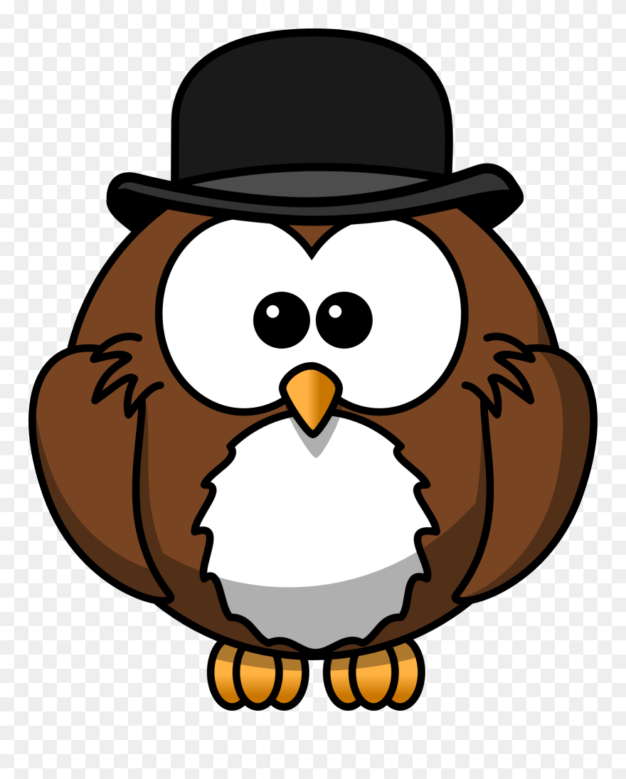 Owl With Derby - Cartoon Owl Shower Curtain Clipart
