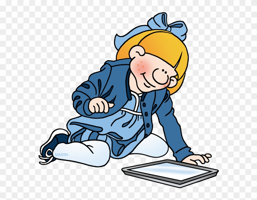 Young Girl With Tablet - Internet Clipart