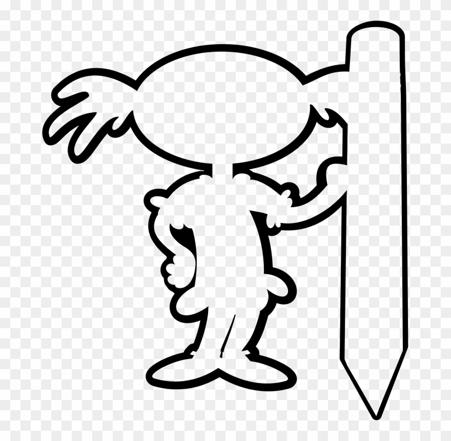 Girl With Giant Medium Image Png - Clip Art Pencil Outline Transparent Png
