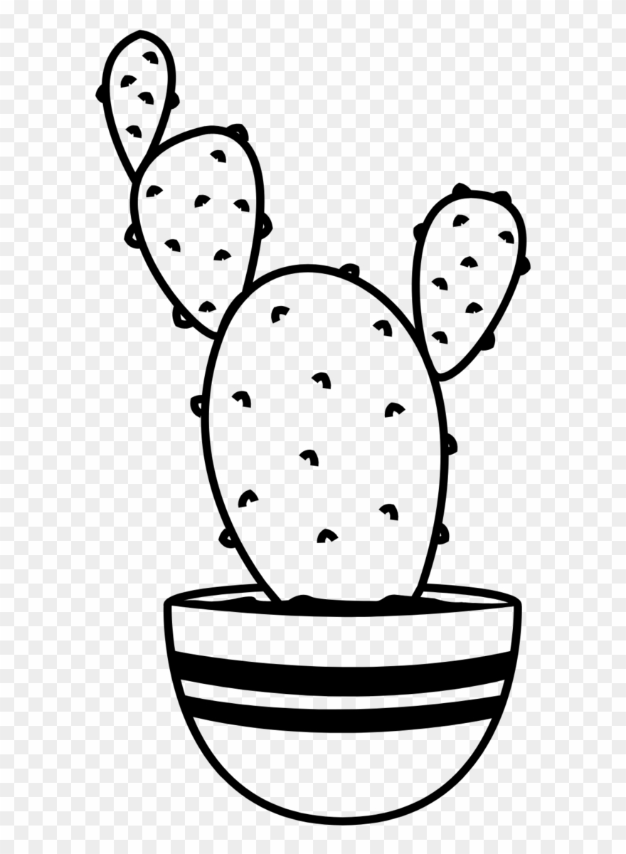 Cactus Clip Art Black And White - Png Download