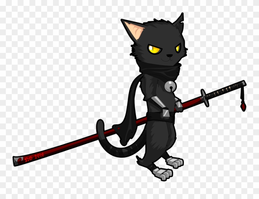 Azahell On Twitter - Cat With A Katana Art Clipart