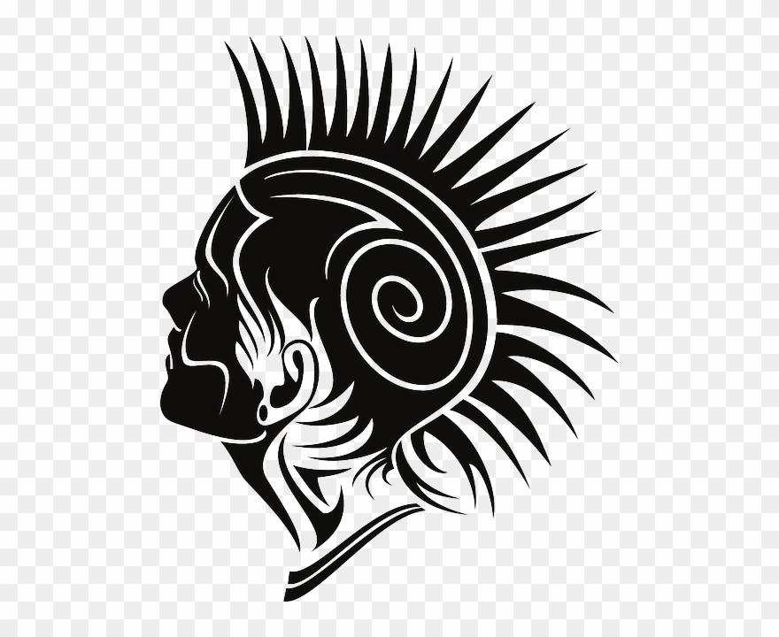 Side Drawing Mohawk Picture Transparent - Punk Vector Clipart
