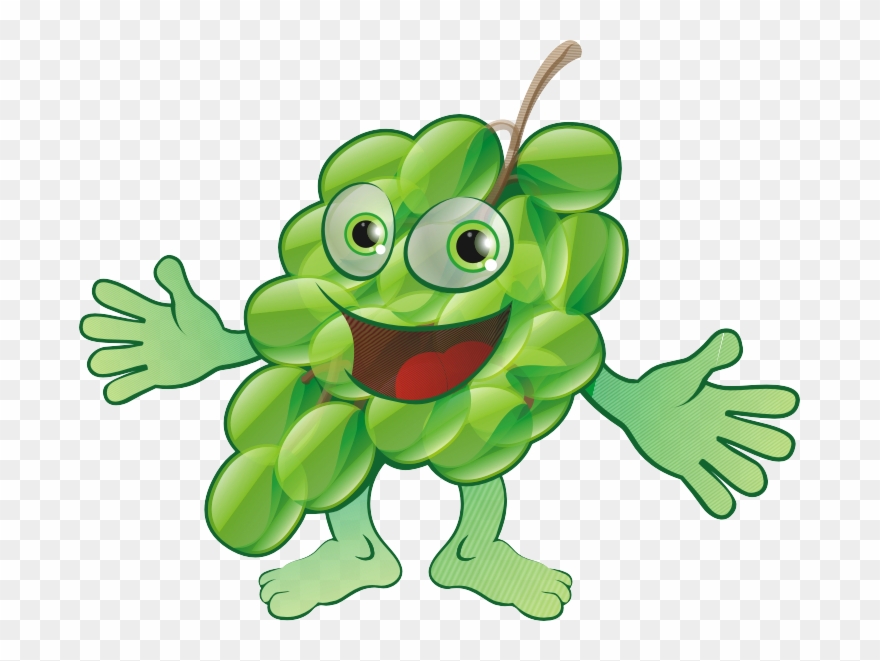 Fruit Grape Melon Clip Art Green Grapes - Green Grape Cartoon - Png Download