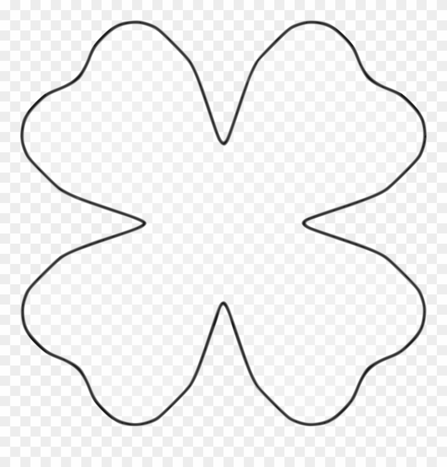 Flower 4 Petal Heart Template By @baj, Flower 4 Petal - Molde De Folha De Papel Clipart