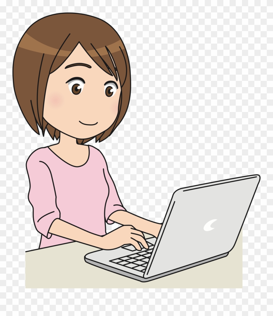 Clip Art Details - Clip Art Girl With Computer - Png Download