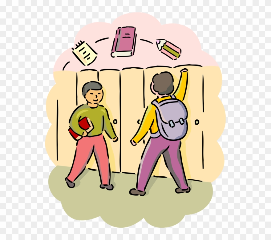 Vector Illustration Of High School Students Walk By - Vector Graphics Clipart