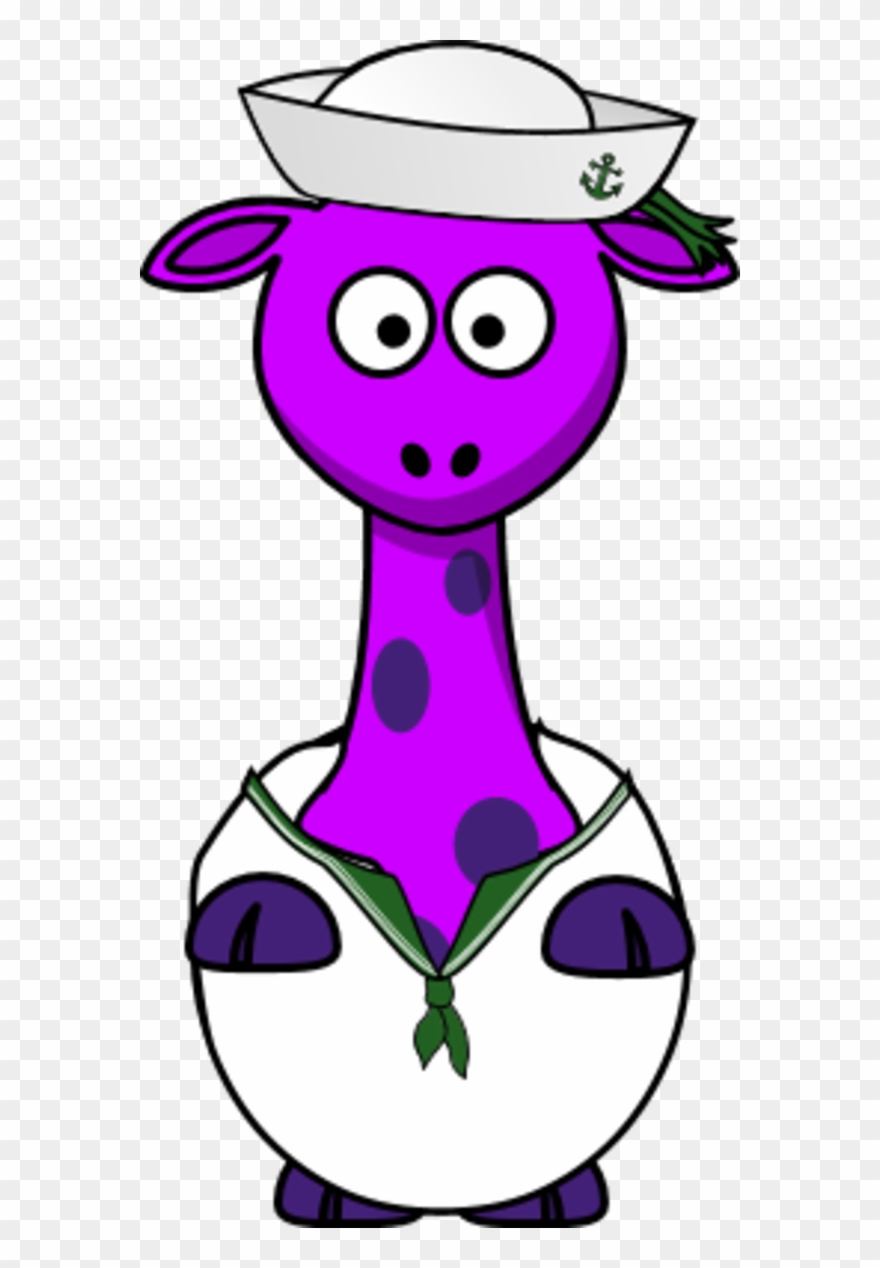 Navy Sailor Giraffe - Sailor Giraffe Cartoon Shower Curtain Clipart