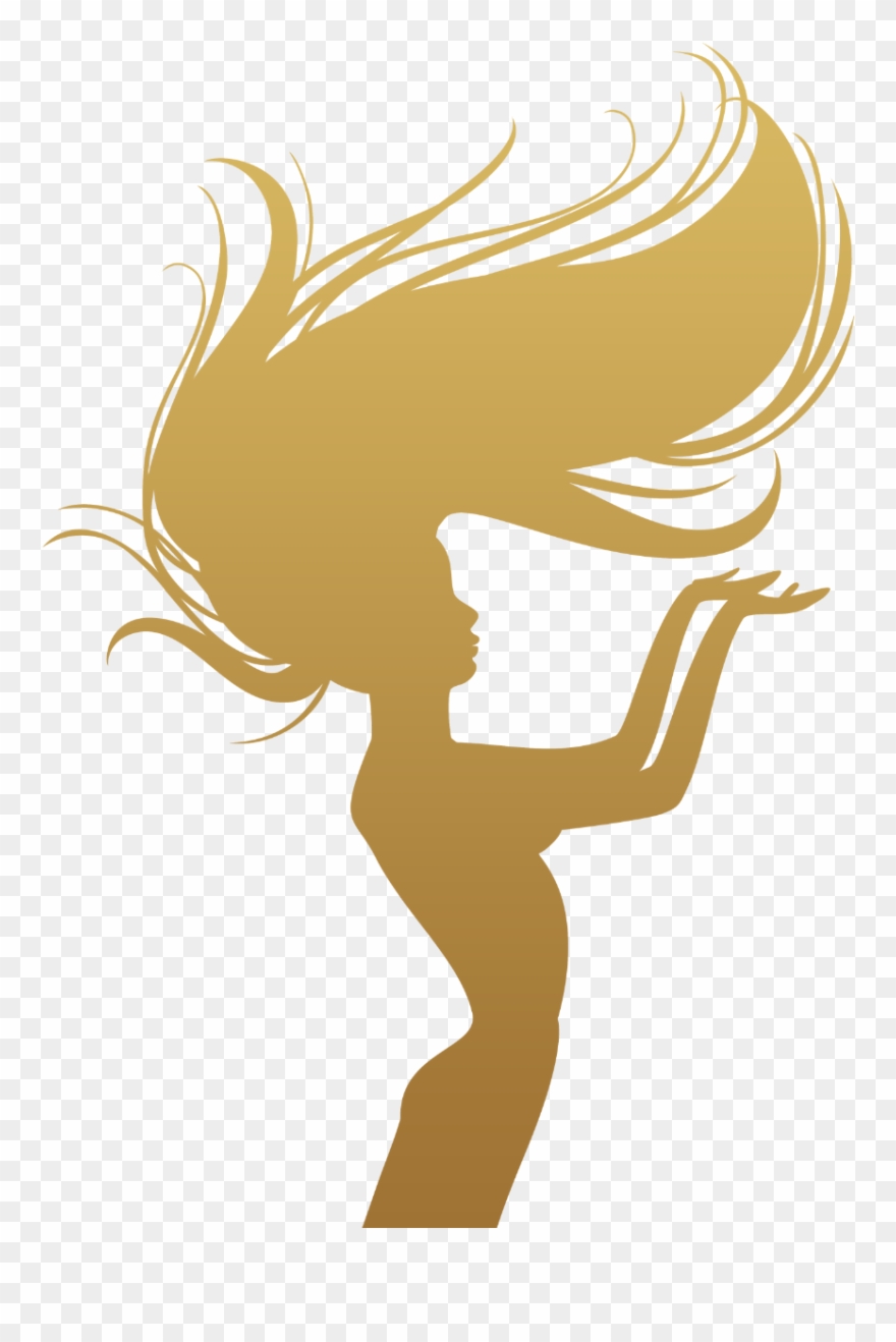 Clip Black And White Stock Beauty Vector Hair Extension - Flowing Hair Silhouette - Png Download
