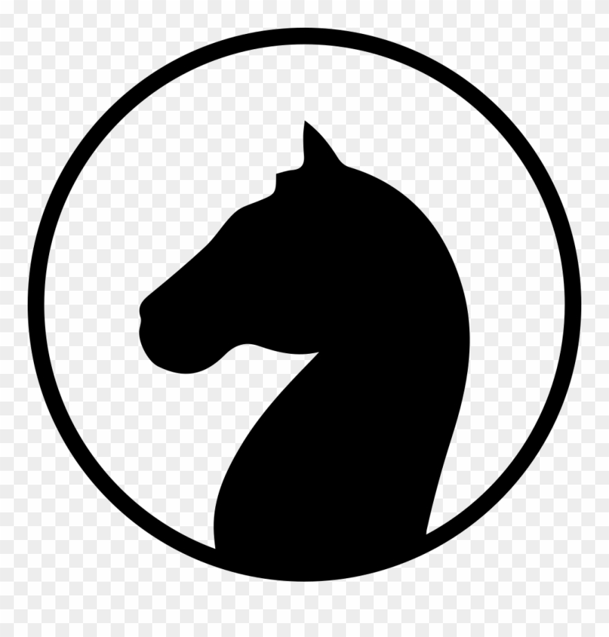 Horse Head Black Shape Facing Left Inside A Circle - Horse Head Shape Vector Clipart