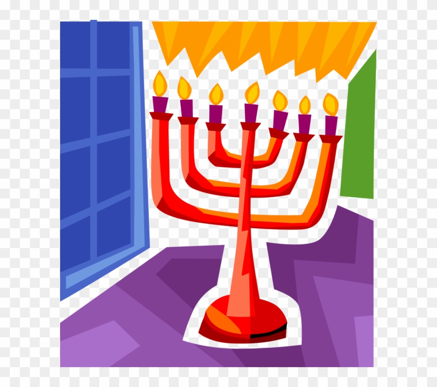Menorah With Candles Vector - Hanukkah Clipart