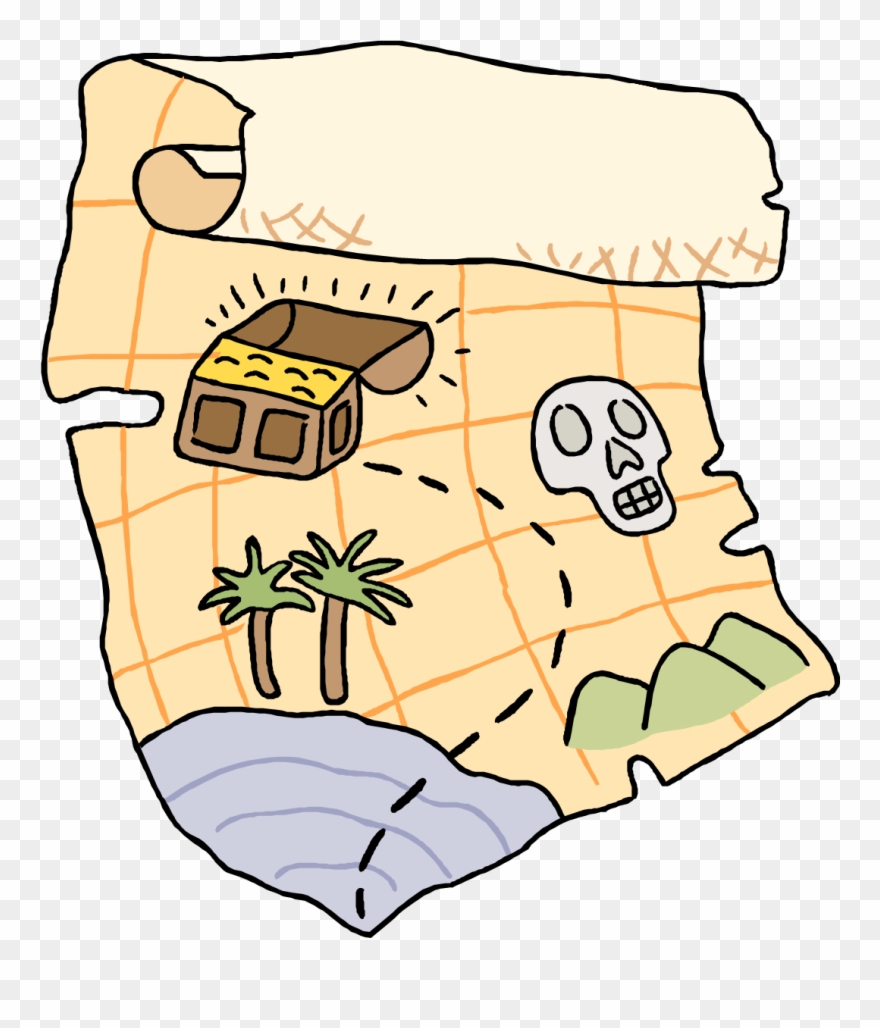 Vector Illustration Of Pirate Treasure Map Shows Location - Treasure Hunt Clipart - Png Download