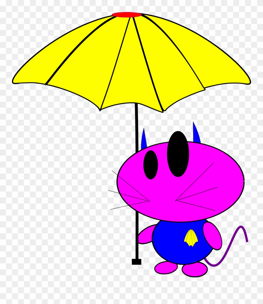 Cat Bo With Umbrella Graphic Black And White Library - Portable Network Graphics Clipart