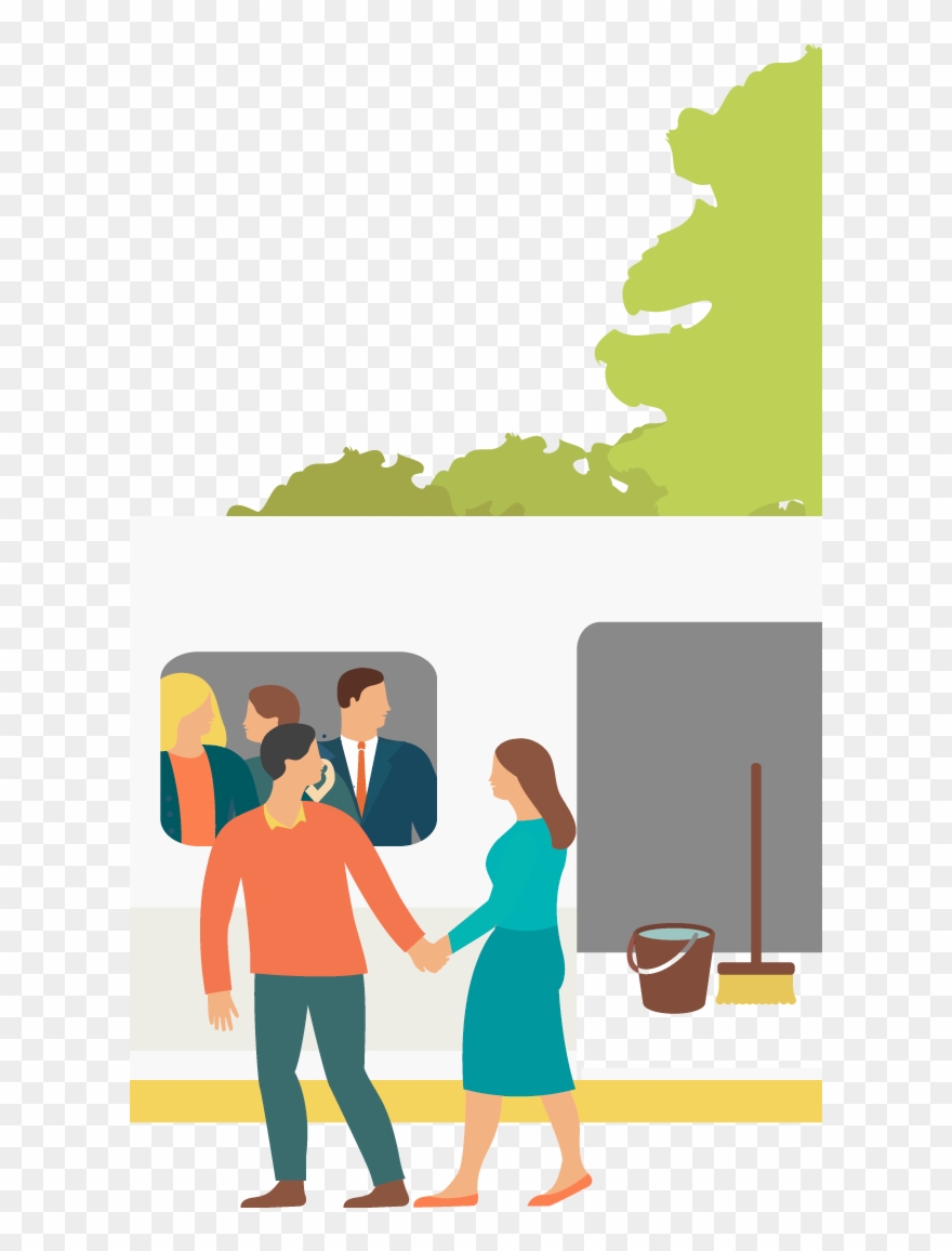 Couple Considering Empty Train Car Couple Considering Clipart