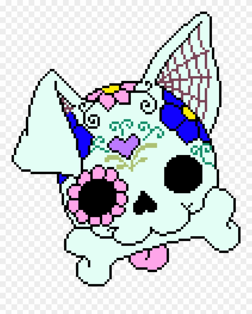 Sugar Skull Dog - Sugar Skull Pixel Art Clipart
