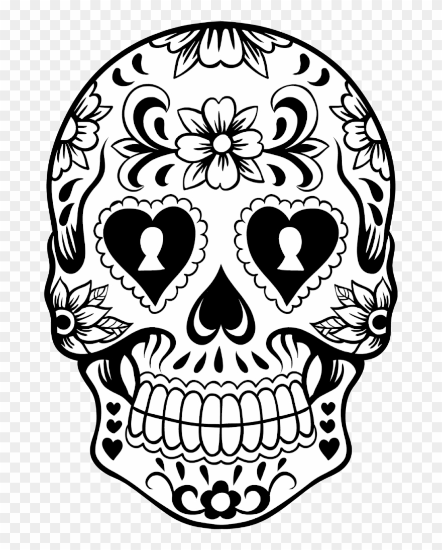 Drawn Skull Sugar Skull - Sugar Skull Silhouette Png Clipart