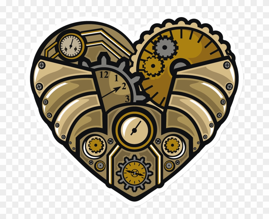 Sticker That Kick Ass Steampunk Heart - Steampunk Buttons - 1" Pinbacks, Set Of 3, Pin Back, Clipart