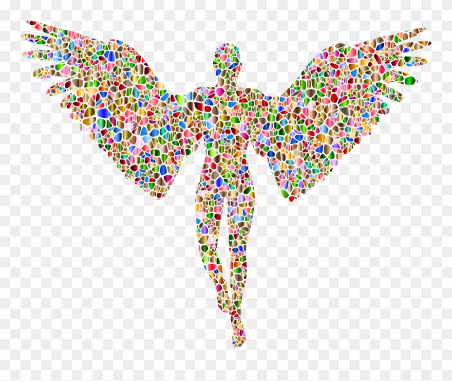 Chromatic Tiled Silhouette No - Transparent Background Angel Clipart - Png Download