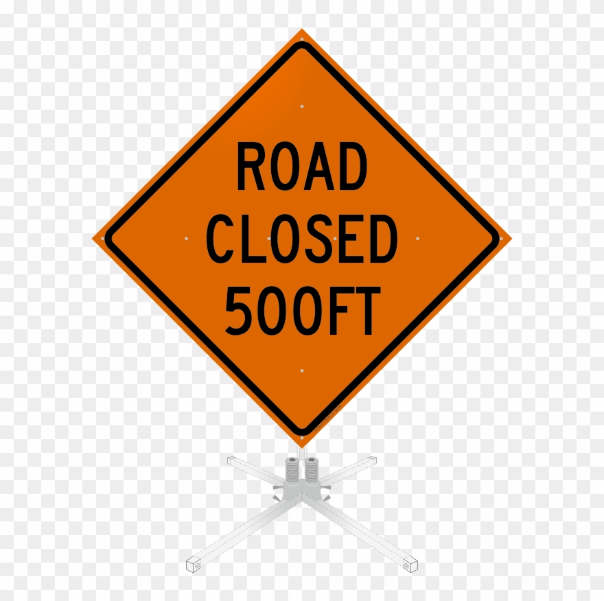Road Closed 500 Feet Roll-up Sign - Left Lane Closed Sign Clipart