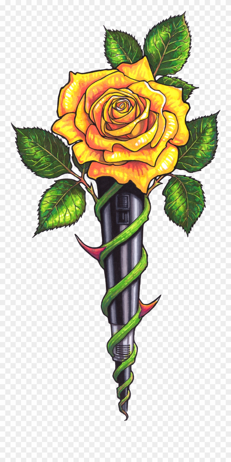 Yellow Rose Clipart Beautiful - Rose Cross Art - Png Download