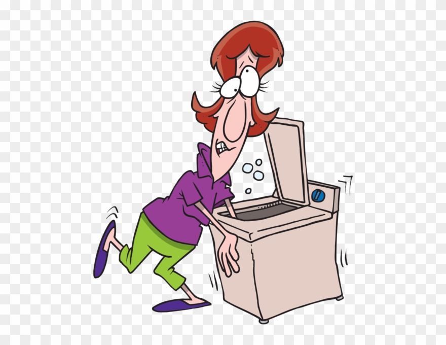 Machine Clipart Broken Machine - Cartoon Of Woman Doing Laundry - Png Download