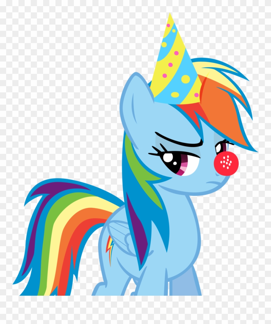 Clown Clipart Rainbow - Rainbow Dash With A Party Hat - Png Download