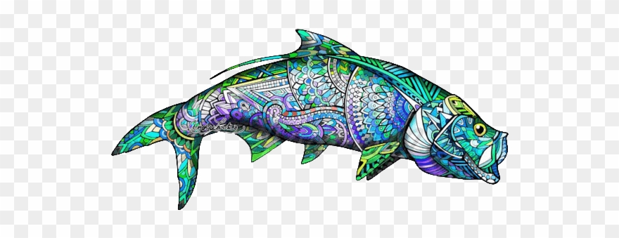 Andrea Larko Zentangle Tarpon Sticker - Sticker Clipart
