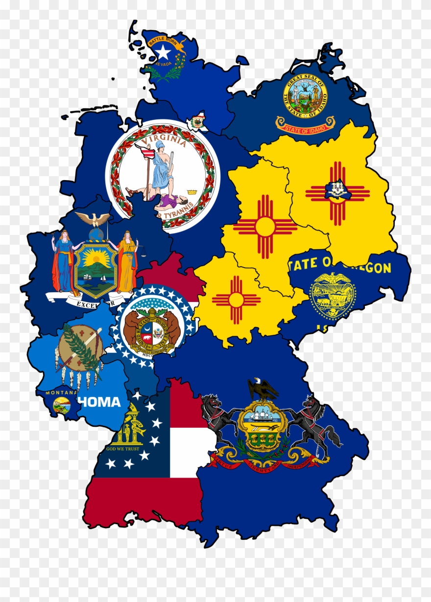 Flag Us States With Similar Population To - Us State Flag Map Clipart