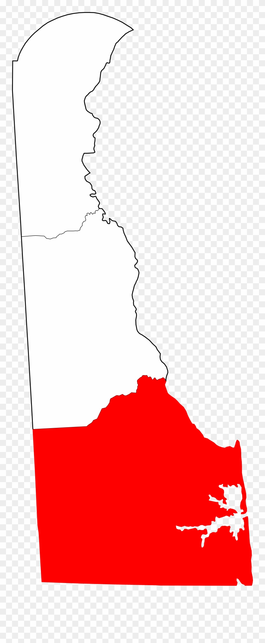 Map Of Delaware Highlighting Sussex County - Sussex County Delaware Clipart