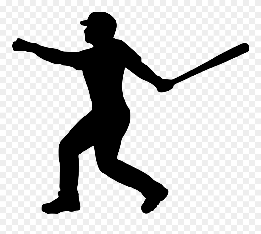 Silhouette Clipart Baseball - Baseball Player Vector Png Transparent Png