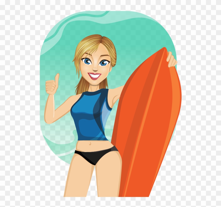 Transparent Surfer Cilpart Winsome To Use Public Domain - Girl Surfer Clip Art - Png Download