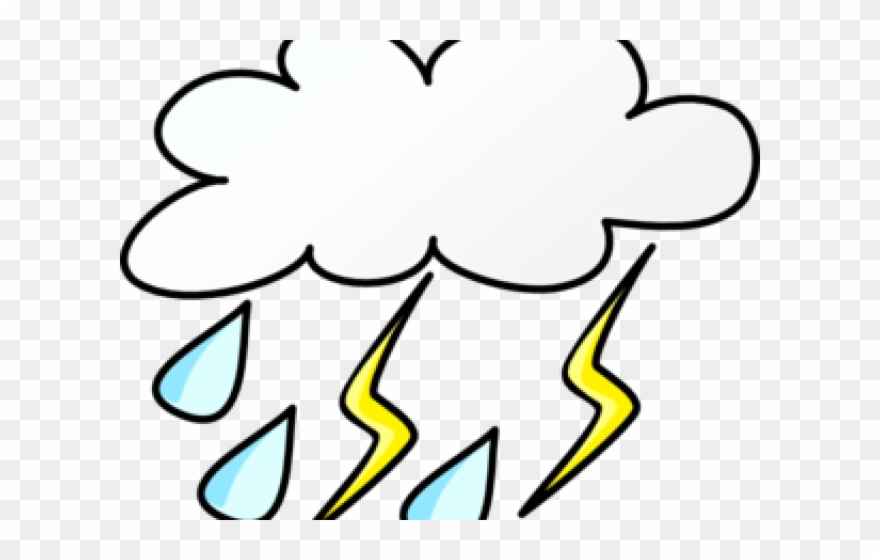 Lightening Clipart Tunder - Rainy Weather Clip Art - Png Download