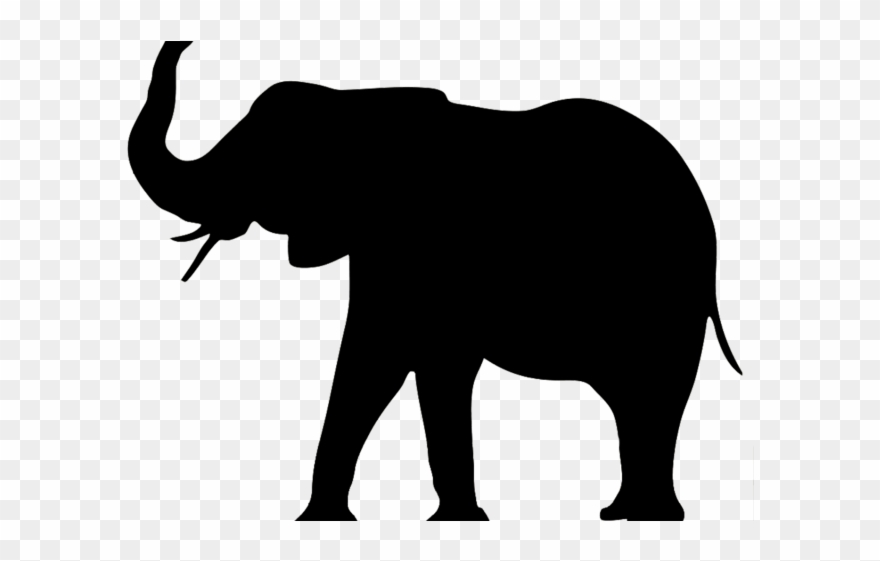 Asian Elephant Clipart Huge Elephant - Elephant Silhouette Trunk Up - Png Download