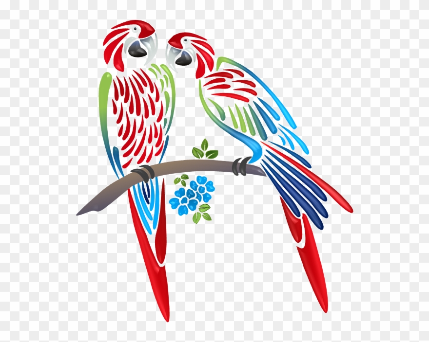 Parrots Illustrations Art & Islamic Graphics - Silhouette Clipart