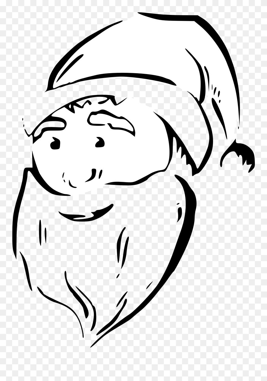 Zeimusu Santa Face Black White Line Art Tattoo Tatoo - Santa Face Line Drawing Png Clipart