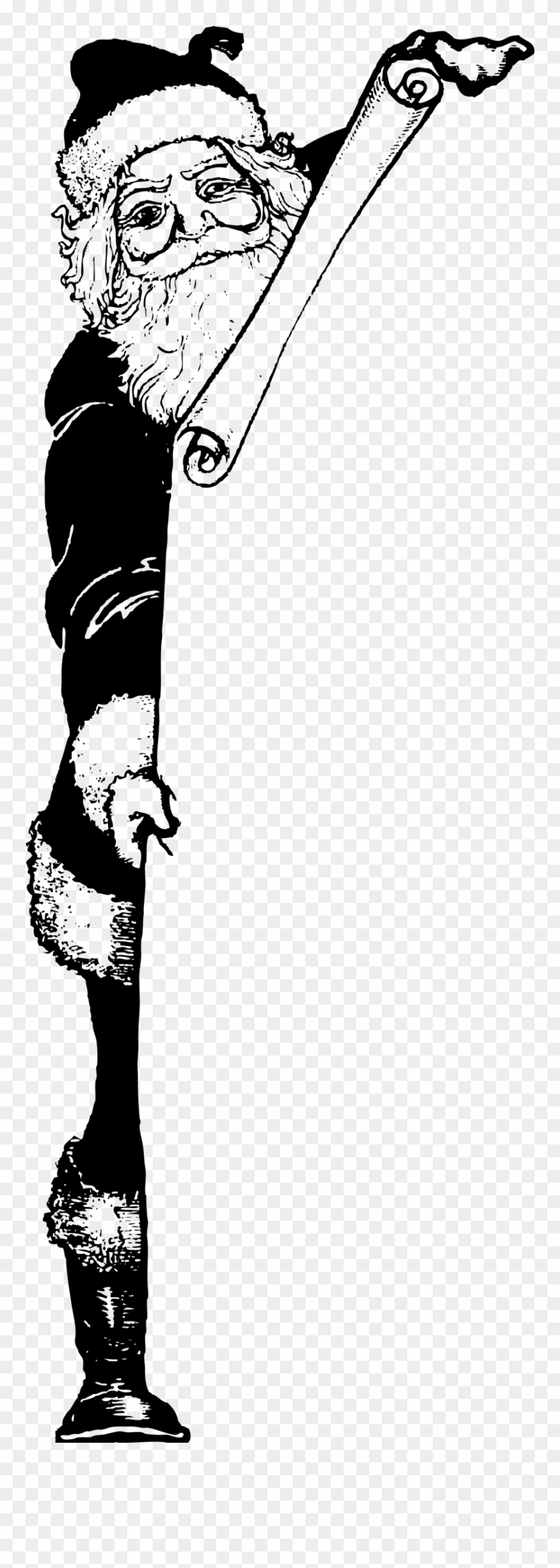 Santa Peeks Around The Corner Clipart