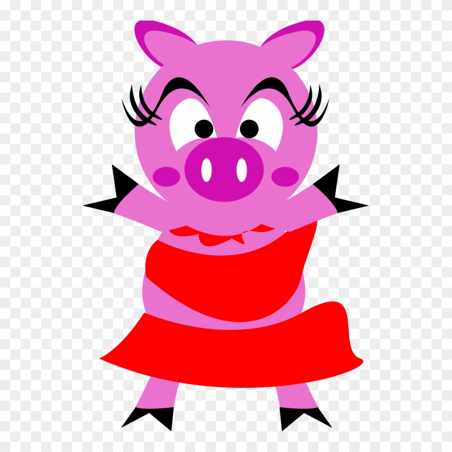 Similar Clip Art - Cartoon Girl Pig - Png Download
