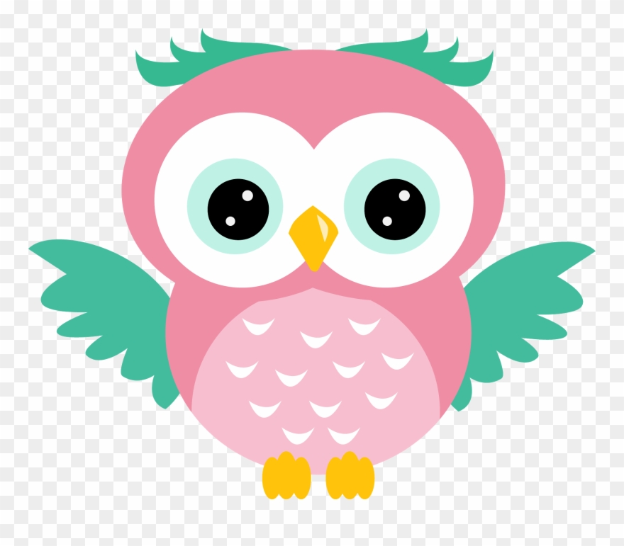 Coruja Rosa E Azul - Desenho De Corujinha Colorida Clipart