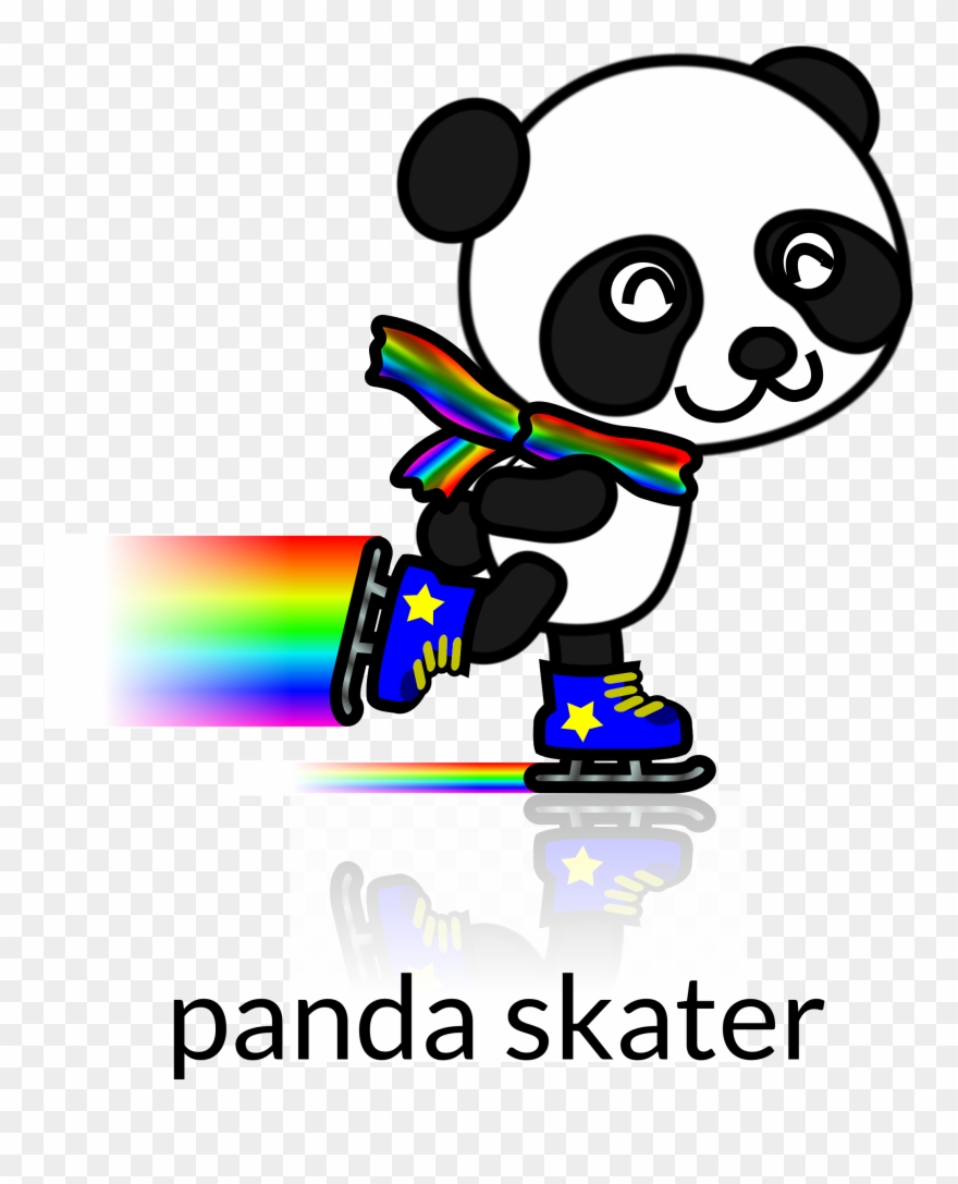 Free Panda Skater Recolored - Skating Panda Clipart