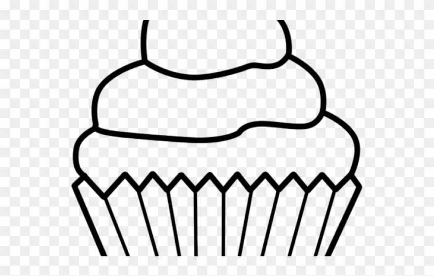 Cake Clipart Easy - Cupcake Black And White - Png Download