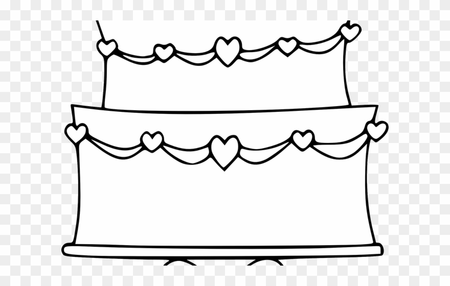 Wedding Cake Clipart Outline - Wedding Cake Coloring Free - Png Download