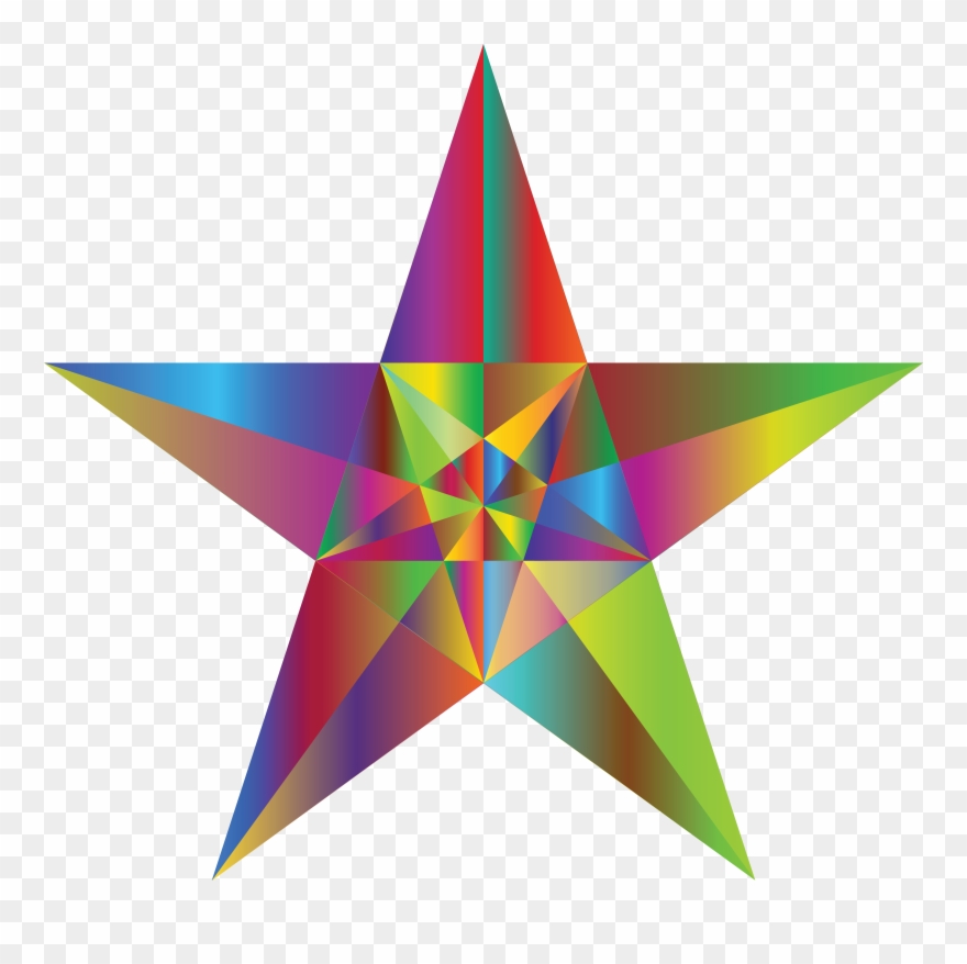 Free Clipart Of A Geometric Star Colorful - Transparent Background Black Stars Png