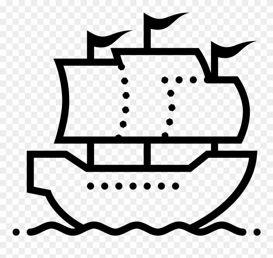 This Icon Looks Like A Sailing Ship, At Sea - Ship Clipart