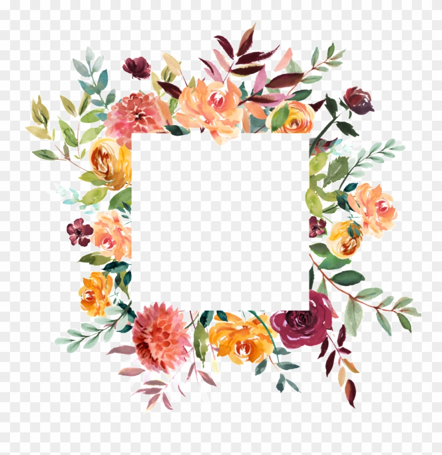 Watercolor Flower - Square Wedding Invite Floral Clipart