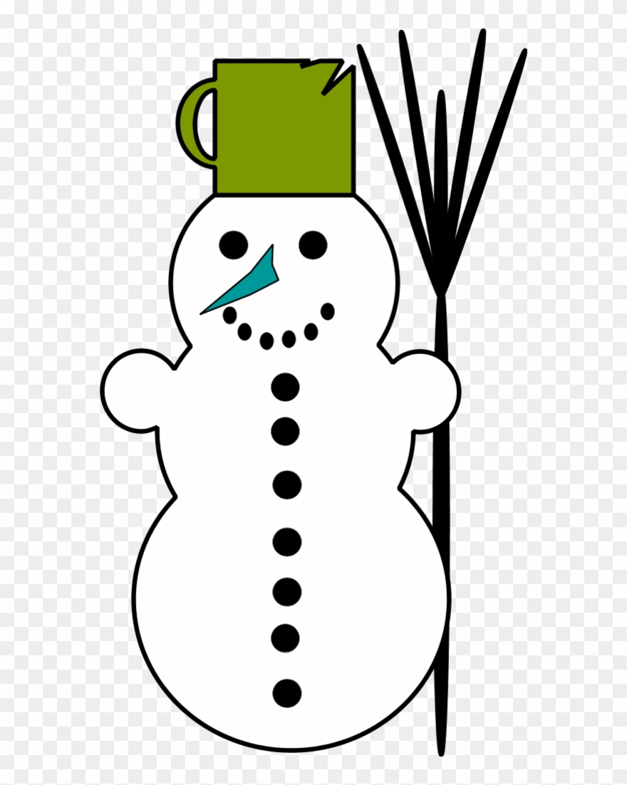 Snowman Holding Broom - Snowman Clipart