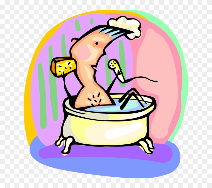 Vector Illustration Of Singing In The Bathtub With Clipart