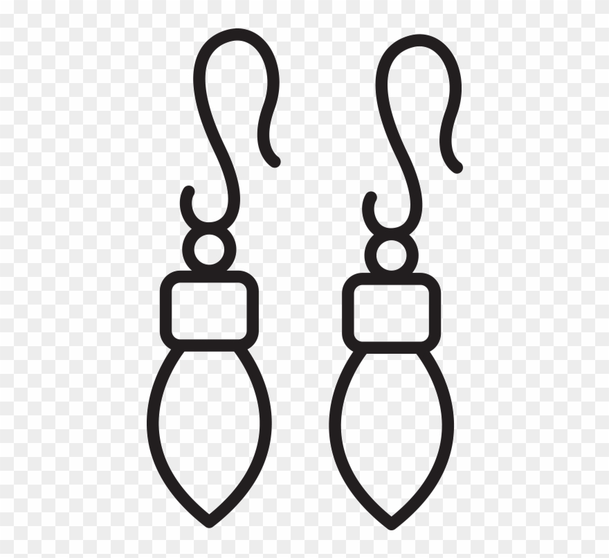 Earrings - Line Art Clipart
