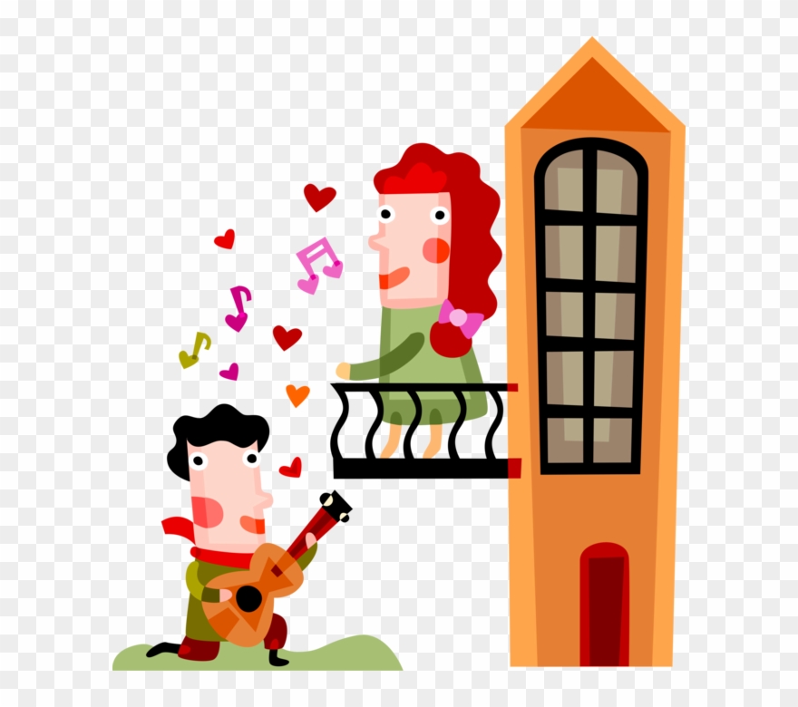 Vector Illustration Of Star-crossed Lovers Romeo Serenades - Concurso De Poesia Infantil Clipart